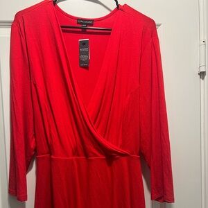 Lane Bryant Vibrant Red Long Sleeve Dress